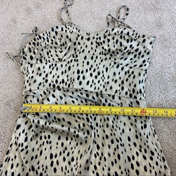 Zara Cream brown leopard print spaghetti strap mini dress Sz XS NWT - Picture 9 of 11